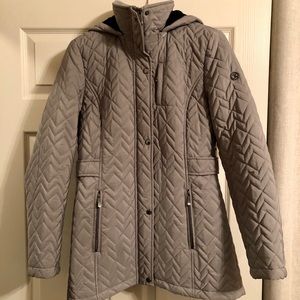 Calvin Klein Hooded Chevron Quilted Coat
